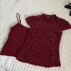 Lulu’s Burgundy sheer top